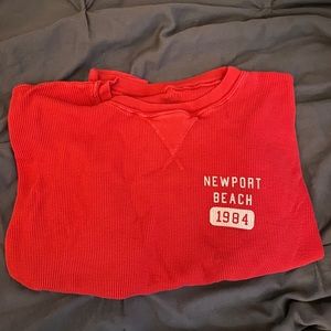 Brandy Melville Red Waffle Long Sleve